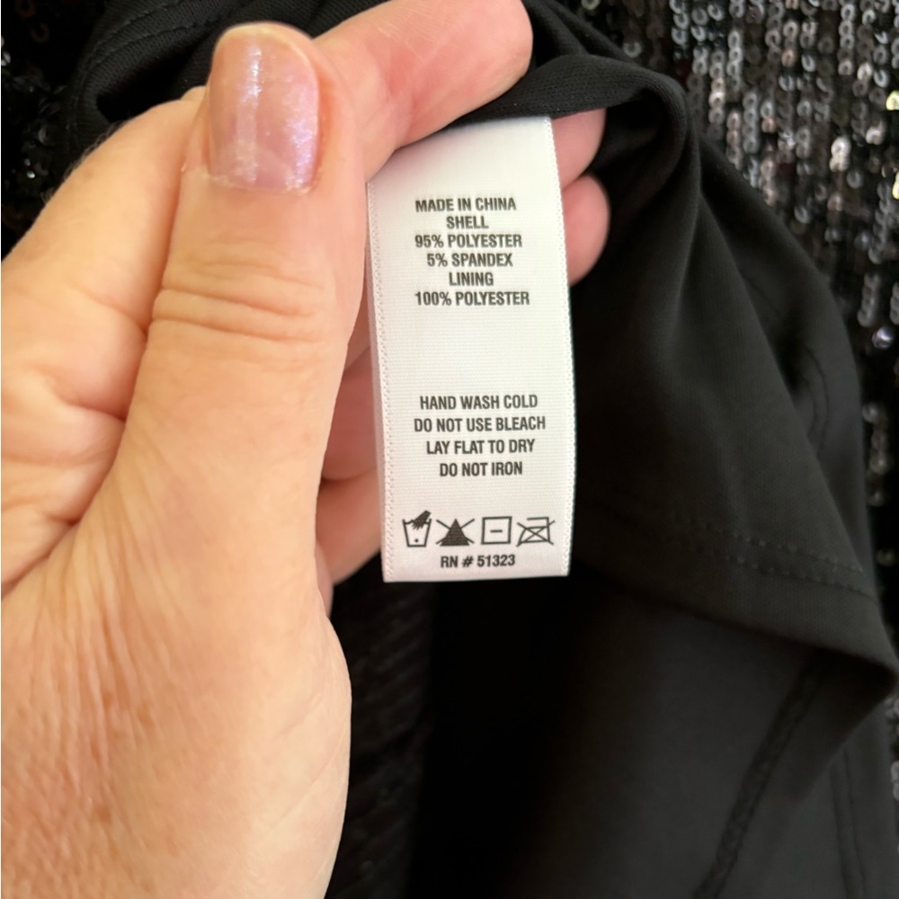 CeCe LS Sequin Top Black - Stunning Simplicity-Max Sparkle size M - Picture 2 of 6